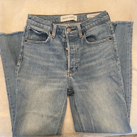 Denim Forum The Arlo High Rise Straight High-waisted straight jeans blue - Picture 1 of 13